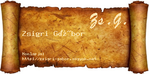 Zsigri Gábor névjegykártya